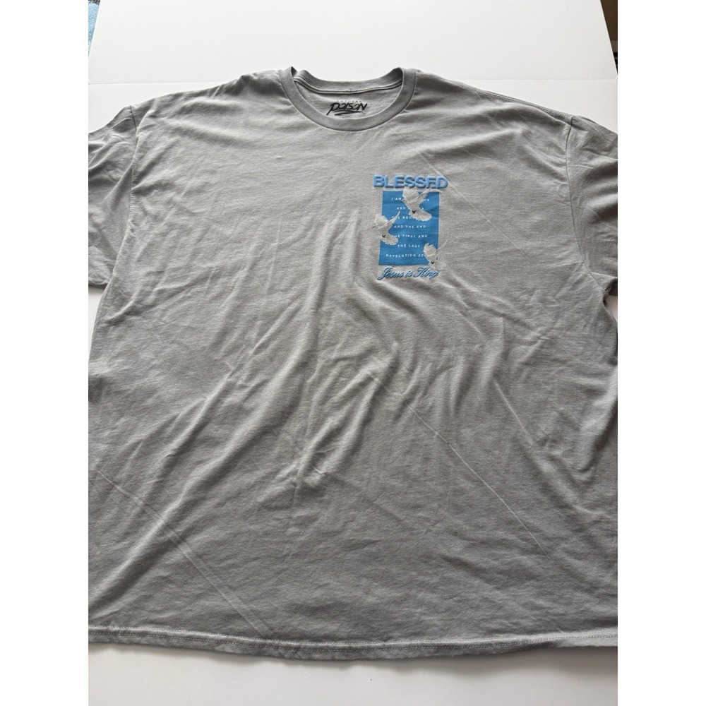 Popular Poison Men T-Shirt 4XL Jesus King Gray Blue Cotton Blessed Bird Tee NEW